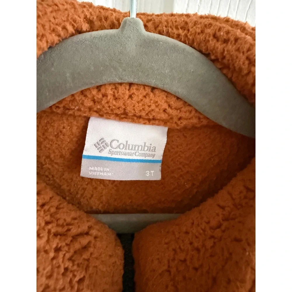 Columbia Kids Sherpa Fleece Jacket Burnt Orange Size‎ 3T Full Zip Cozy Warm